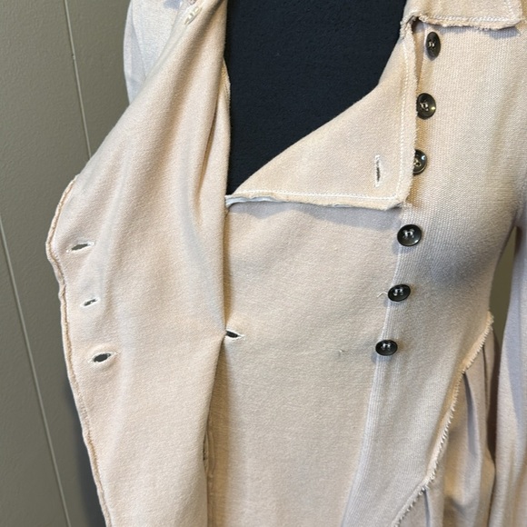 Free People Women’s Extra Small distressed double breasted jacket cream blush - Picture 6 of 8
